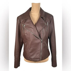 Fahsyee Women's Faux Leather Jacket Zip Up Motorcycle Short PU Moto Biker Style